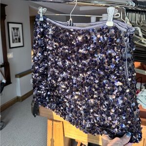 Zara Navy Sequin Mini Skirt